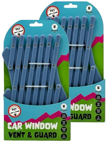 Pet Guru DOG PUPPY PET TRAVEL REAR CAR WINDOW VENT GUARD MESH UNIVERSAL ADJUSTABLE SECURITY LATTICE TELESCOPIC FENCE PACK OF 2 (Pack of 2 Blue)