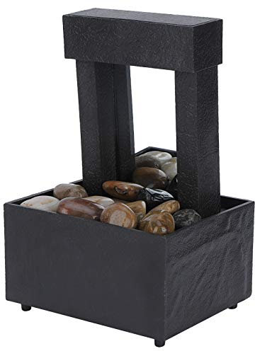 Cocoarm Fontana a Cascata a LED -LIT, Design Moderno, Fontana da Tavolo da Interno USB con Pietre, Decorazione Ideale per Ufficio, Soggiorno, Decorazioni per la Casa, Tranquillo e Suoni Meditativi di