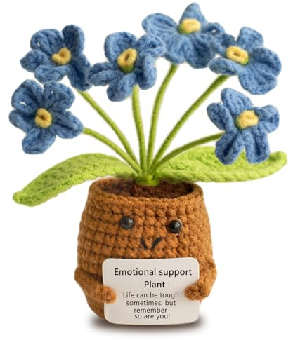 Aruigu Pocket Hug Vergissmeinnicht, Kreative Strickwolle Vergissmeinnicht blau für Freunde Kollegen und Familie, MutmacherGeschenk, Gute Besserung Geschenk, Geschenk zum Abschluss