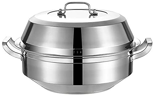 HTTGDGDH Olla De Vapor/Olla Caliente De Acero Inoxidable 304, Vaporera para Mariscos, Olla De Pescado Al Vapor De Doble Propósito, Grande, Comercial(32 Cm)
