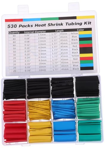 FIXOSHEE 530 pezzi Kit Guaine Termoretraibili Colorate per Isolamento Cavi Elettrici Tubi Termorestringenti Resistenti per Protezione Connessioni e Gestione Fili Adatti per Manutenzione