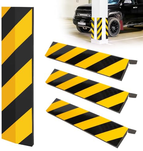 Wapasezyar Kantenschutz Garage Selbstklebend, Schaumstoff Garagen Wandschutz, Türkantenschutz für Autotüren Garagenwand, 4 Stück, Schwarz und Gelb Streifen (40cmx10cmx1,5cm)
