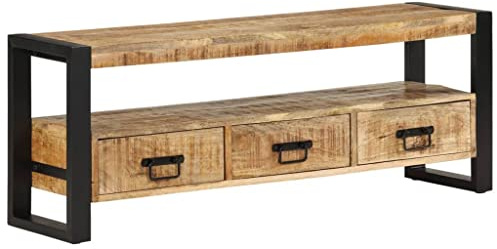Frdhee TV Sideboard Fernsehregal,TV-Schrank 120x30x45 cm Massivholz Mango,Eckkommode für Wohnzimmer,Homeoffice,Schlafzimmer