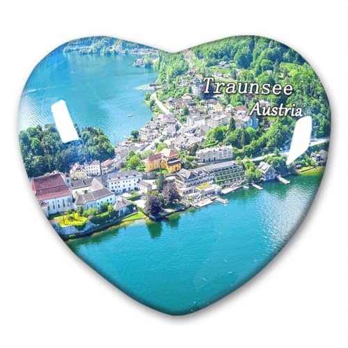 Österreich Traunsee Kühlschrankmagnet Kühlschrankaufkleber Deko Reise Souvenir Herz Glas