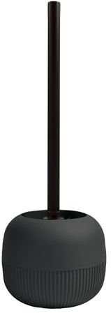 MSV - Spazzolone WC Gino Nero - 9.1 x 9.1 x 37.4 cm - Design Moderno ed Elegante - Manico Lungo ed Ergonomico - Supporto Stabile Anti-Schizzi - Accessorio Igienico e Pratico