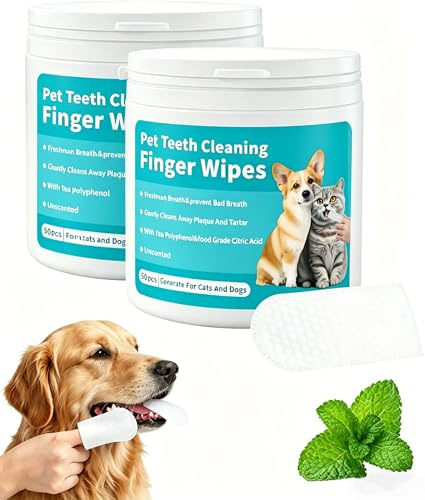 2PCS El-Arie Natural Pet Dental Finger Wipes - 2026 Pet Teeth Cleaning Finger Wipes for Dogs Cats, Easy Daily Dental Cleaning for Pets, Soft Disposable