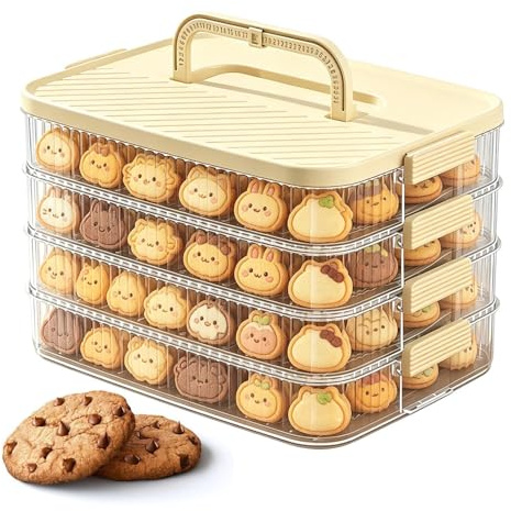 Genérico Contenedores de almacenamiento de alimentos con t.apas, contenedor de almacenamiento de galletas, cajas apilable de alimentos frescos con asa, contenedor de almacenamientos de cajas de bola