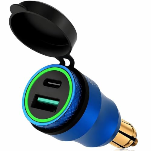 30W Cargador Enchufe DIN para BMW Ducati Triumph Motocicleta | Indicador LED de Energía,Diseño impermeable,Type C+USB A,Seguro y duradero,