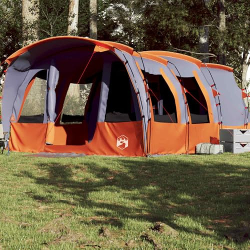 Ordellia Tunnelzelt Familienzelt Grau für 8 Personen mit 3 Schlafkabinen und Vorraum, wasserdicht, Winddicht, leichtes Campingzelt mit Gestänge, Heringe, Moskitonetz, ideal für Outdoor, Trekking