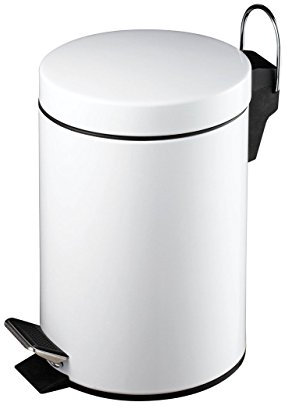 Denny International 3 Litre Stainless Steel Pedal Bin for Kitchen Bathroom Toilet Rubbish Tray (White 3 Ltr Bin)