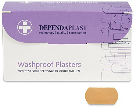 Dependaplast Washproof Plasters 4cm x 2cm - Flexible PU Plastic Film, Secure Adhesive, Breathable, Waterproof - Box of 100