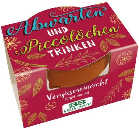 Bull & Bear Mini Pflanzset 'Abwarten und Piccolöchen Trinken' mit Samen für Vergissmeinnicht im Topf 4,5cm, Mini Blumen als Anzuchtset mit Pflegeanleitung