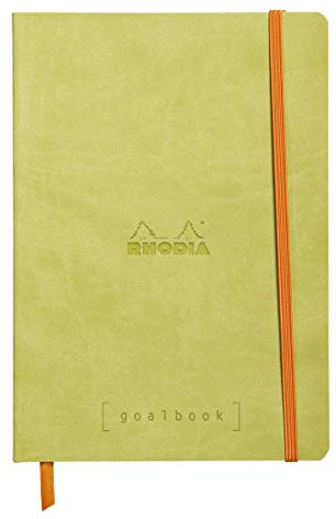 Rhodia 117746C - Notizheft - Goalbook Rhodiarama DIN A5 (14,8x23cm), mit flexiblem Einband, 120 Blatt elfenbein 90g, Dot - punktkariert, Anisgrün, 1 Stück
