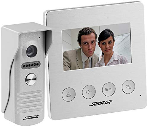 Somikon Klingel mit Türöffner: Video-Türsprechanlage mit Farbdisplay, LED-Licht & Türöffnungsfunktion (Video Türklingel mit Türöffner, Video Klingel mit, Überwachungskamara)