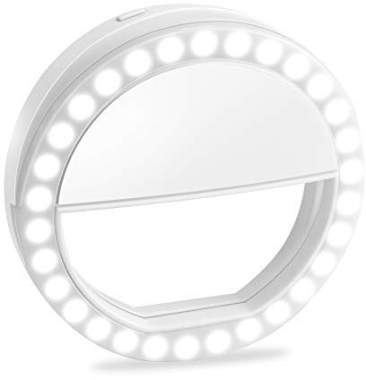 Selfie Ring Light, XINBAOHONG Rechargeable Portable Clip-on Selfie Fill Light with 36 LED for Smart Phone Photography, Camera Video, Girl Makes up (White-B, 36LED)