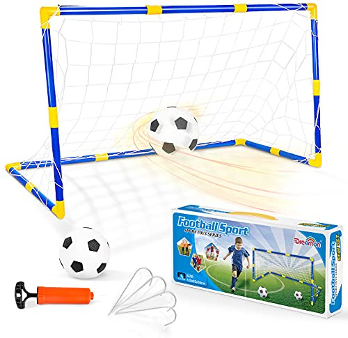 Dreamon Set of 2 Kids Football Goal Post Net with Ball Pump Indoor Outdoor Soccer Sport Games Children Training Practice Toy Set