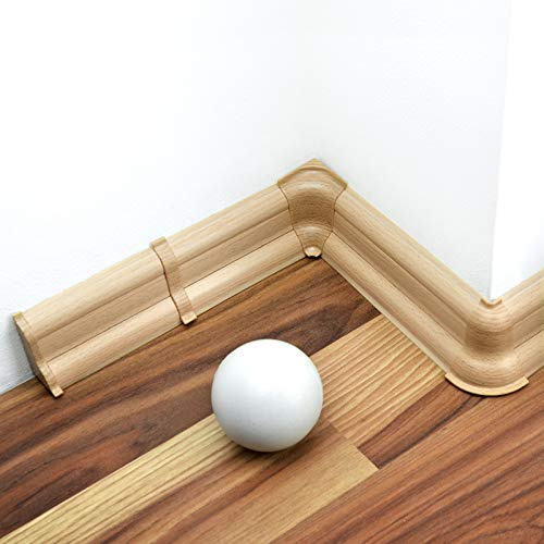 DQ-PP 16m Sockelleisten 52mm PVC Buche Laminatleisten Fussleisten aus Kunststoff Dekore