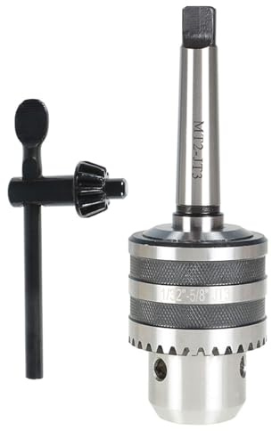 findmall Heavy Duty Drill Chuck (1/32-5/8in) with MT2 Shank & Key, Alloy Steel, for Drilling Machine