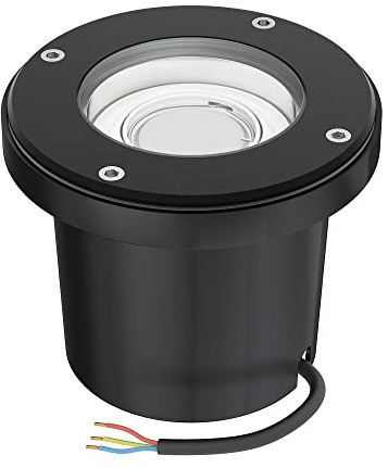 ledscom.de Bodeneinbauleuchte BOFU für außen, IP67, schwenkbar, schwarz, rund, 150mm Ø, inkl. GU10 LED 630lm weiß