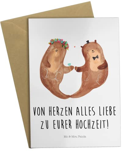 Mr. & Mrs. Panda Grußkarte Hochzeit Otter - Geschenk, Zur, Hochzeitstag, osterkarte, Trauung, weihnachtskarten, osterkarten, Hochzeitskarte, Hochzeitsgeschenk, vatertagskarte, einladungskarten