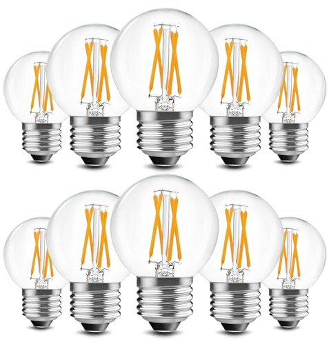 BRIMAX 10 Pack G16.5 LED Light Bulbs 40 Watt, E26 Dimmable Small Globe LED Bulbs 4 Watt Edison Bulb 2700K Warm White,AC120V,Flicker Free for Ceiling Fans Pendant Chandelier Vanity Wall Sconce