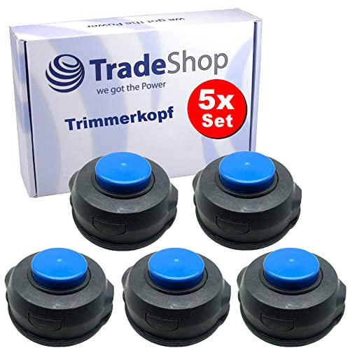 5x Trade-Shop Fadenkopf Rasentrimmer Kopf Doppelfadenkopf Fadenspule Nylonfaden für Husqvarna Rasentrimmer Freischneider Rasenmäher Motorsense