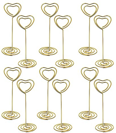12 Stück Herz Tischkartenhalter,Fotohalter Herz Kartenhalter,Hochzeit Platzkartenhalter,Foto Memo Bilder Clip für Hochzeits Geburtstags Party Dekor