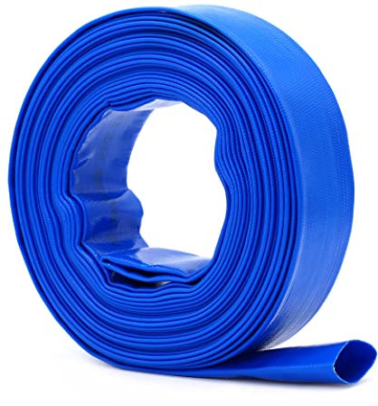 10m x 25mm (1 Inch) Diameter Layflat Discharge Pond Hose Pipe Lay Flat Submersible Pump Water Pump Hose, Blue