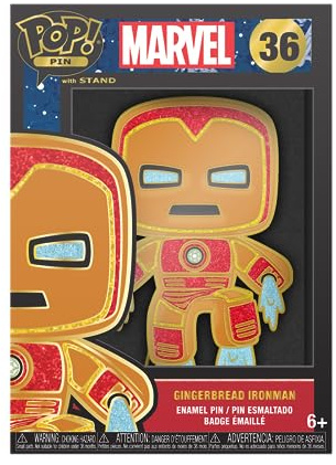 Loungefly POP! Large Enamel Pin MARVEL: GINGERBREAD - Iron Man - IRON MAN - Marvel Comics Enamel Pins - Cute Collectable Novelty Brooch - for Backpacks & Bags - Gift Idea - Comic Books Fans