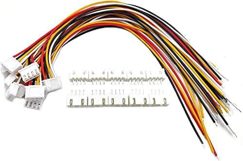 Set di 20 connettori JST XH2.54 a 4 pin, XH passo 2,54 mm, maschio femmina con cavo da 20 cm, 26 AWG