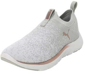 PUMA Women Softride Remi Slip-on Knit Wn's Zapatillas para correr en carretera, Ash Gray Puma White Rose Gold, 41 EU