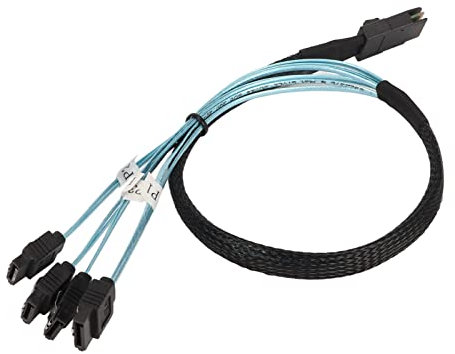 Câble Interne Mini SAS vers SATA, Câble à Tête Droite 12Gbs Mini SAS vers 4 SATA 7 Broches, Câble de Dérivation SFF 8087 vers 4 SATA, Câble de Données de Réseau de Disque Dur (1m)