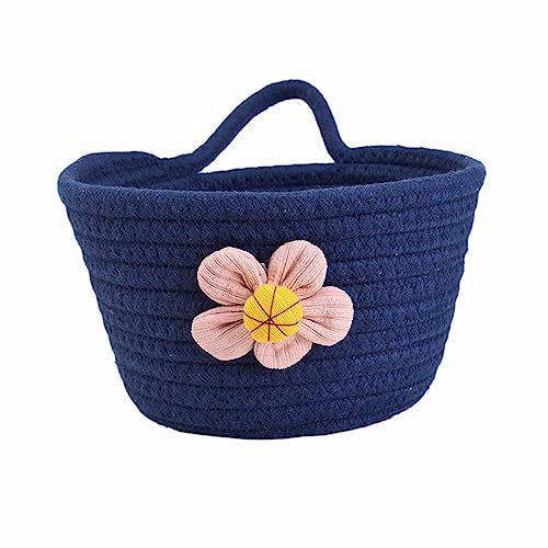Wambere Aufbewahrungskorb Baumwollseil Geflochten,Korb Aufbewahrung Körbchen Wickeltisch Organizer,Korb Aufbewahrung Aufbewahrungsbox Für Deko Schlafzimmer Wohnzimmer und Waschküche,Navy blau