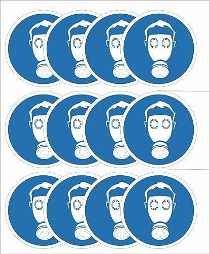 Protezione respiratoria, Maschera antigas obbligatoria icona adesivo set 12 pezzi.