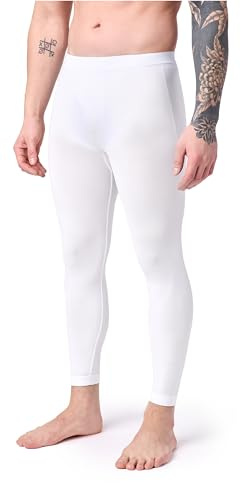Ladeheid Leggins Térmicos para Invierno Calzonzillos Pantalón Térmico para Hombre Mallas Deportivas Leggings Sin Costuras Snowboard Esquís LA40-260 (Blanco, XL)
