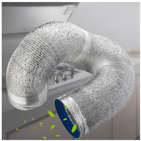 Luftleitungen Rohr mit Stahlspirale, Trockner Abluftschlauch Lüftungsschlauch für Abluftventilator, Schallgedämmter Wärmeisolierung Flexibel Luftleitungen Aus Aluminium Rohr,mit Schellen und Klebeband