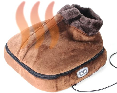 FISHTEC - Masseur de pieds 2 en 1 chauffant - Chaleur 3 niveaux 40 50 60°C coussin chauffant déhoussable lavable polaire effet velours batterie 5000 mAh autonomie 1h30 - Détente maison ou bureau
