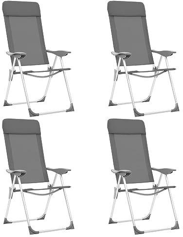 GuyAna Klappbare Campingstühle 4 STK. Grau Aluminium Anglerstuhl Klappbar Outdoor Stuhl