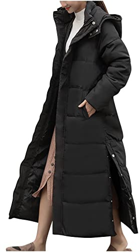 YAOJIWANG Doudoune Longue éLéGant Hiver Femme Manteaux Duvet Hiver Chaud Femme en Coton Manteau Zippé éPais Chaud Parka Blouson Avec Capuche Grande Taille Duvet Veste Chaud éPais Long Elegant