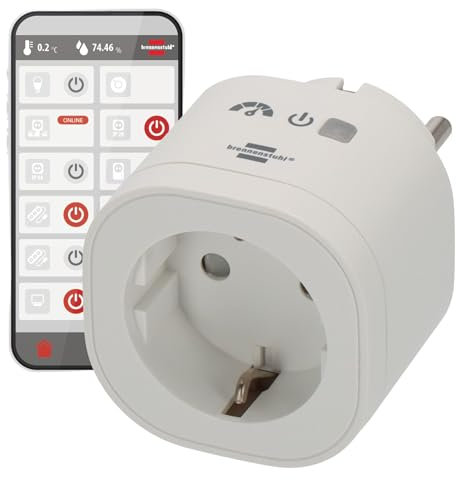 Brennenstuhl Connect WiFi Steckdose WAE 3600 XS01 mit Energiemessung (Smarte Steckdose 2.4 GHz kompatibel mit Alexa und Google Assistant, Matter, smart Plug mit Zeitschaltuhr, kostenlose App)