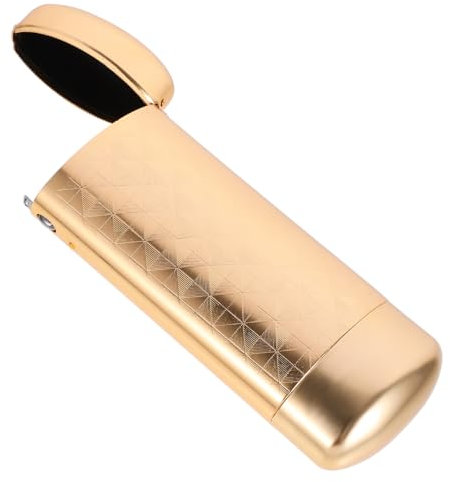 LIFKOME Aluminium-Brillenetui, Hartschalen-Brillenbox, Metall-Brillenetui, Behälter, Brillenetui, Sonnenbrillen-Aufbewahrung, Goldfarben, 14.5X5.3X3CM