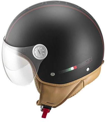 Beon Design Luxus – Geeignet als Mofa, Moped, Motorrad, Rollerhelm – Retro-Jethelm mit Visier – Erwachsene – inklusive Helmtasche