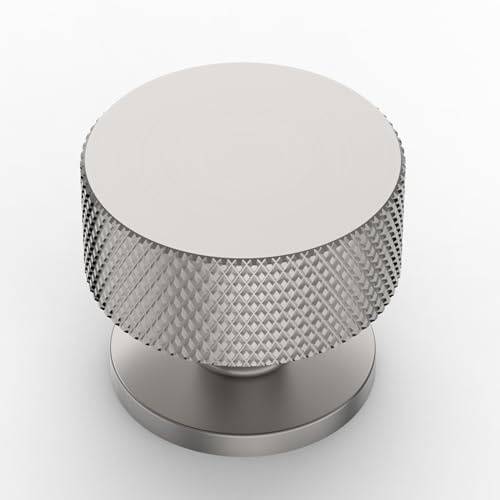 Amerdeco 10 Pack Brushed Satin Nickel Cabinet Knobs Single Hole Cabinet Pulls 1.2 Inch Diameter Round Drawer Knobs and Pulls for Bathroom Cabinets AM006