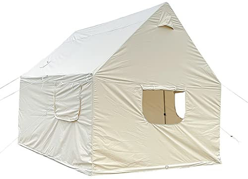 CRBUDY Baumwoll-Canvas-Wandzelt, wasserdicht, 900D Oxford-Stoff, Jurten-Glockenzelt, 3,0 x 3,6 m, Familien-Glamping-Zelte für 8–10 Personen, Outdoor-Camping, Wandern, Party, Jagd, Zwei Tü
