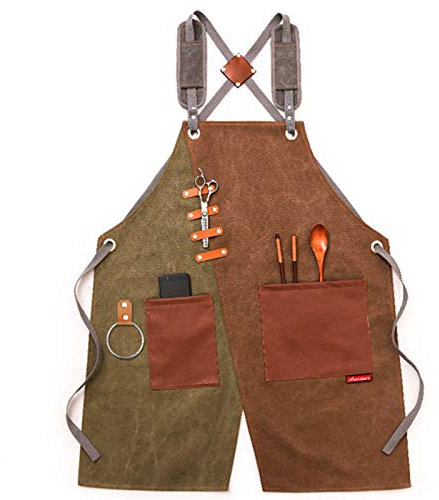 ECOLFE Schürzen für Männer, Werkzeugschürze, robuste Arbeitsschürzen, Unisex, for Küche, Garten, Töpferei, Handwerkswerkstatt, Garage (Farbe: Blau, Größe: X-Large)(Color:Green)