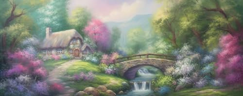 Landschaft Diamond Painting Erwachsene Groß XXL 90x270cm Hütte Diamond Painting Zubehör Voll Set, 5D DIY Diamond Art Painting Kinder Strass Stickerei Malerei Set für Zimmer Deko Wohnzimmer Gifts