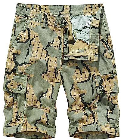 SRZYMJ Herren Kurze Hose Sportshorts Herren Kurze Hosen Arbeitshosen Cargo Shorts Herren 3/4 Herren Sommer Freizeithose Stretch Khaki Chino Hose Herren Regular Fit Golf Shorts Herren XXL/36