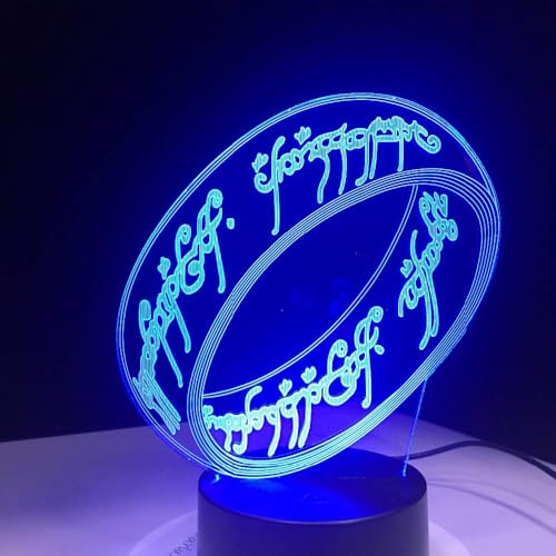 Newhope Seigneur des anneaux 3D Illusion Nuit Lumière LED Bureau Table Lampe 7 Couleur Tactile Lampe Maison Chambre Bureau Décor pour Enfants D'anniversaire De Noël Cadeau