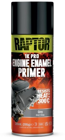 U-POL RAPTOR Engine Enamel - Peinture moteur 1K - Résistant à la chaleur jusqu'à 300 °C - Blocs moteurs et compartiment moteur - Protection contre la chaleur, l'huile et les liquides du véhicule (gris