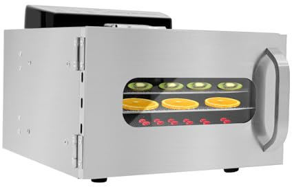 Deshidratador de acero inoxidable, 400 W, deshidratador con regulador de temperatura de 30 – 90 ℃, pantalla LCD y función de temporizador de 24 horas, para frutas, carne, verduras y hierbas (6
